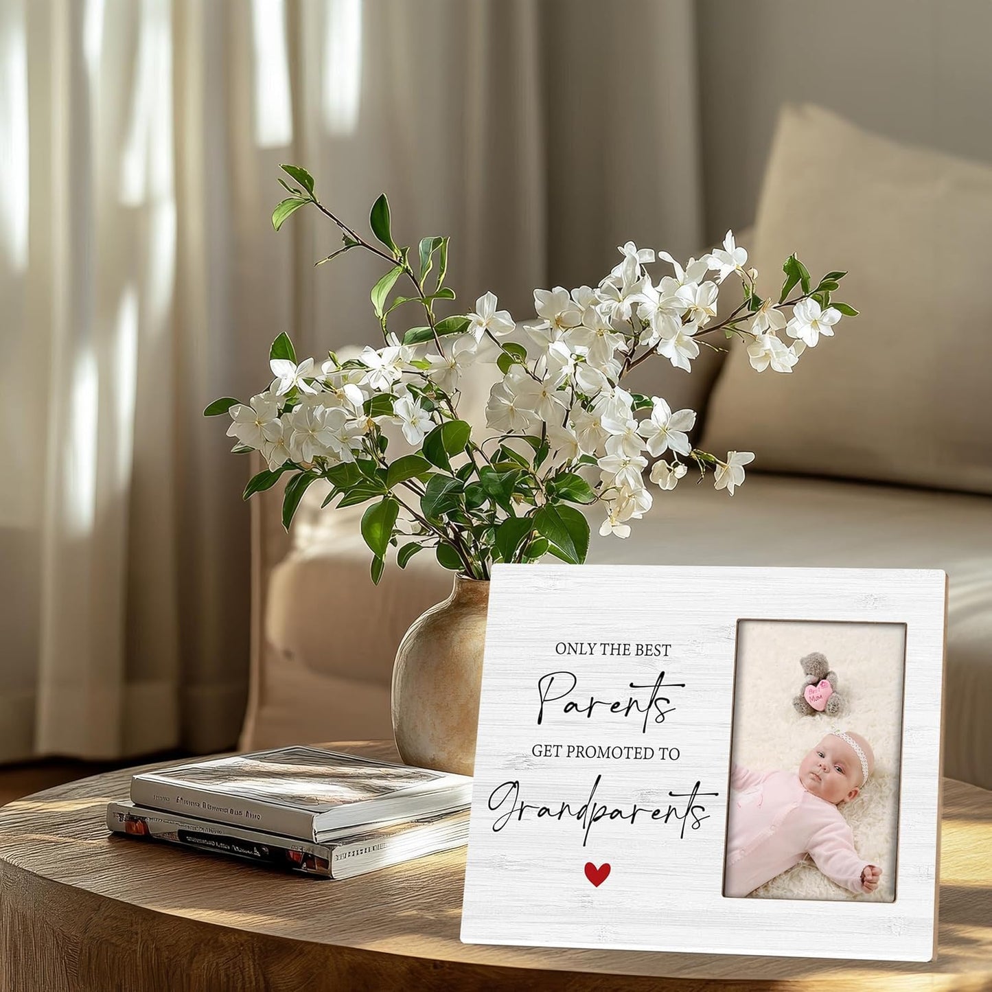 Grandparents Picture Frame Gifts - First Time Grandparents Gifts, Grandparents Baby Announcement Frame, Promoted to Grandparents Wooden Picture Frame for Tabletop or Wall Hanging 4x6 Photo