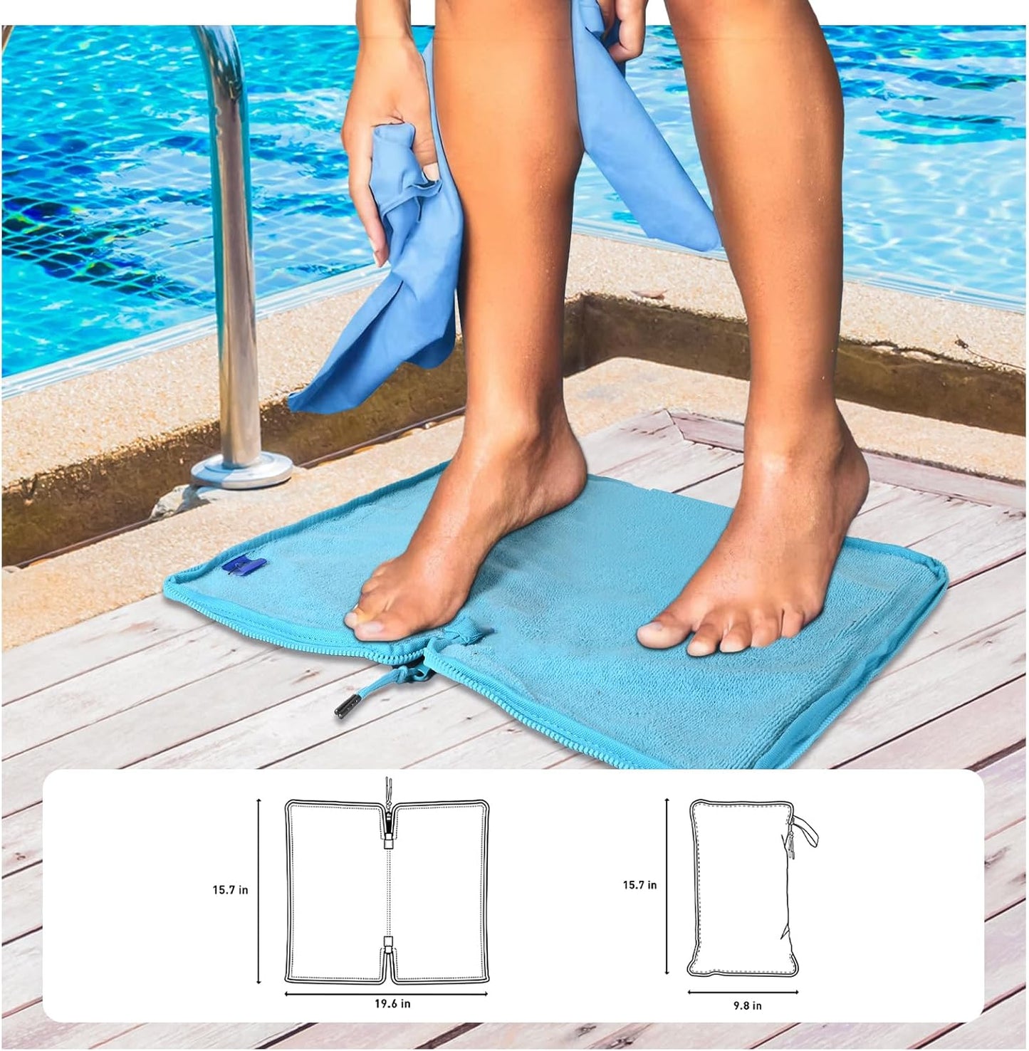 Wet Bag, Wet Dry Bag, Wet bag for swimsuit,Travel, Beach, Pool, Diapers, Dirty Yoga Gym Clothes, Waterproof Embedded Towel Wet Bag(Fleece)-Leakproof Wet Clothes Bag, Beach Travel Essentials