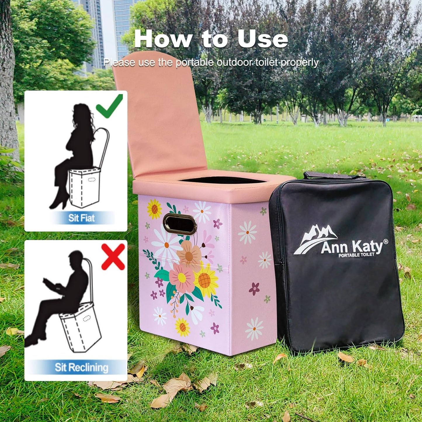 Upgrade XL Portable Toilet for Adults, Extra Large Portable Travel Floding Toilet, Camping Tall Toilets with Lid for Adults and Kids Compact Potty for Car,Hiking,Beach and Camping