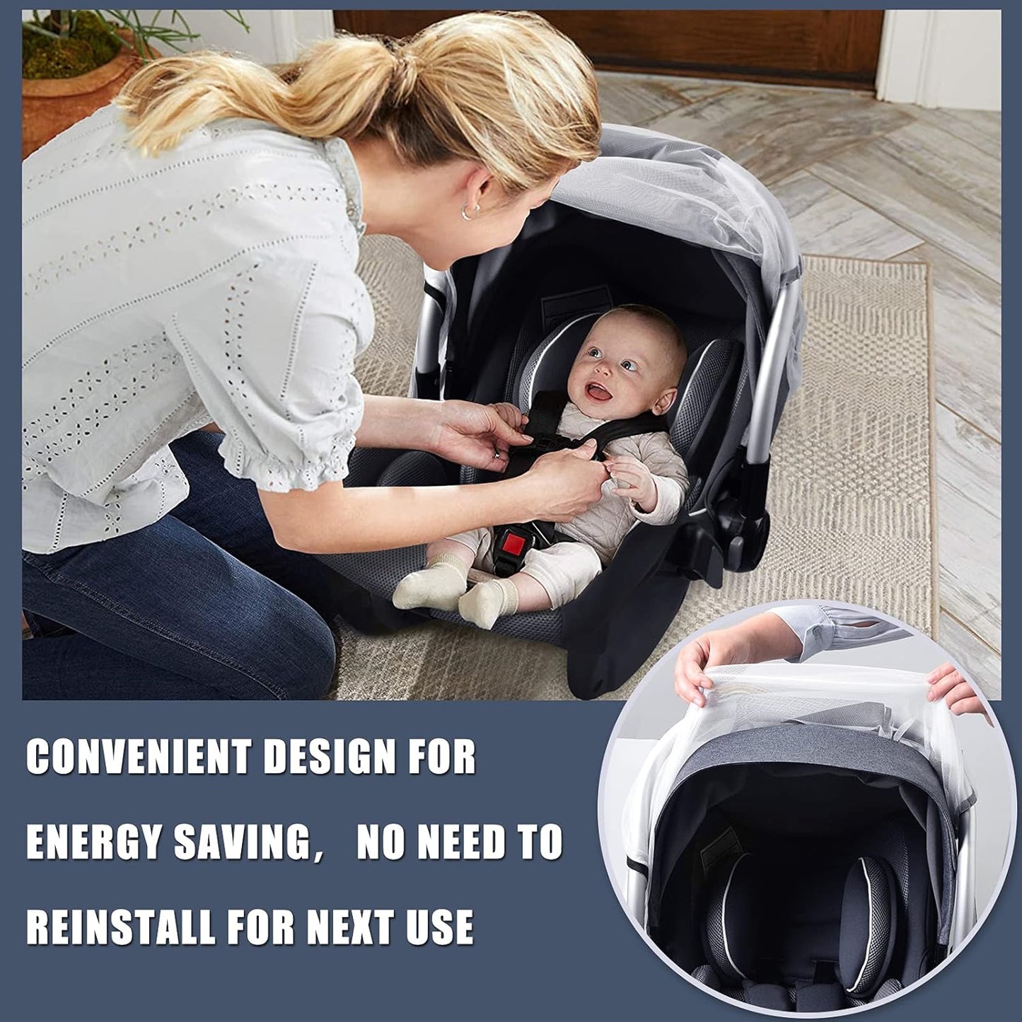 Baby Mosquito Net for Infant Car Seats,Infant Stroller and Bassinets, Carrier,Breathable with Elastic Netting for Easy Fitting, Portable Durable & Long Lasting Infant Insect Shield Netting (White)