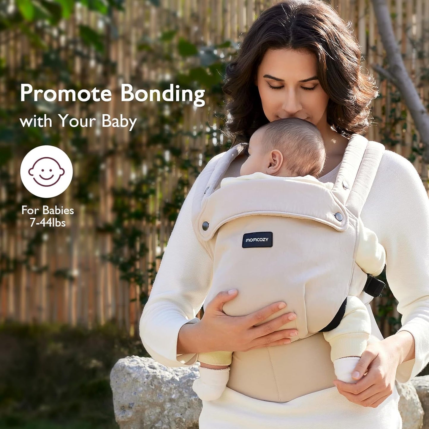 Momcozy Baby Carrier - Ergonomic, Cozy and Lightweight Carrier for 3-24 Months, Effortless to Put On, Ideal for Hands-Free Parenting, Enhanced Lumbar Support, Purehug for Infant to Toddler, Khaki