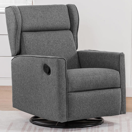 COMHOMA Rocking Recliner Chair,Swivel Glider Reclining Single Sofa Manual Rocker Recliners,Nursery Rocking Chairs with Upholstered Seating for Living Room Office(Gray)