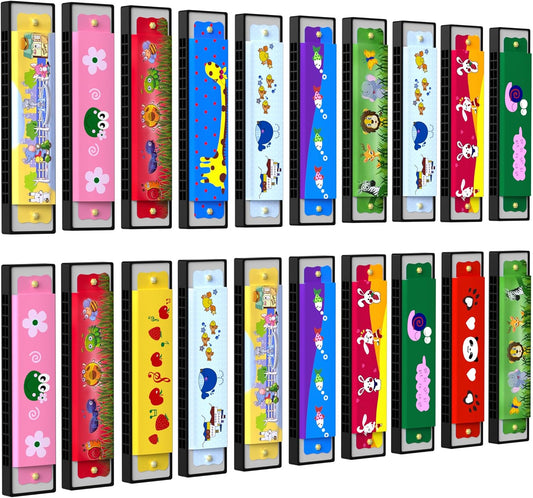 20 Pcs Harmonica for Kids Birthday Party Favor Musical Instrument, Return Gift Cartoon Double Row Harmonica Bulk Toy for Kids Party Favors Goodie Bags Stuffers & Operation Christmas Child Items