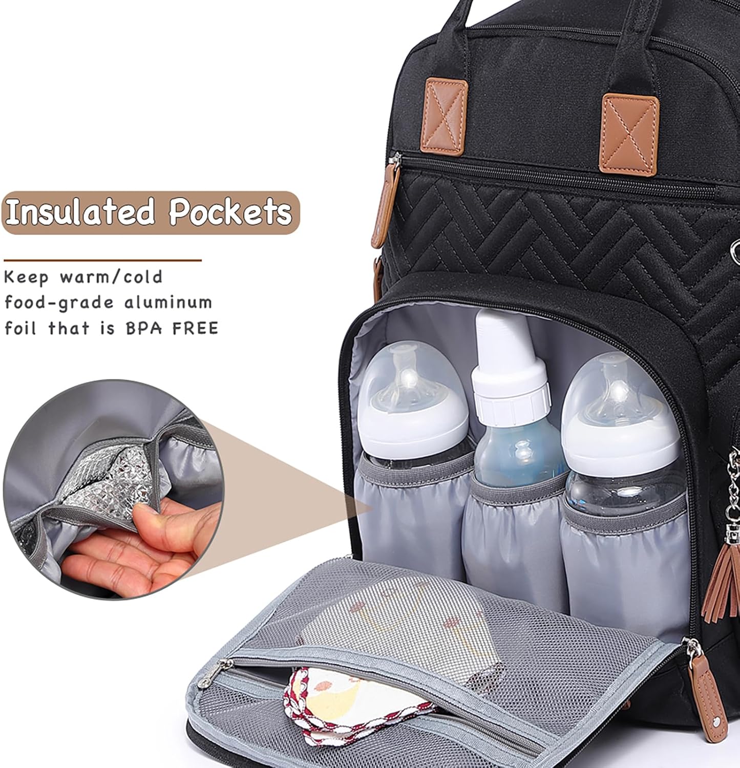 iniuniu Diaper Bag Backpack, 4 in 1 kit Large Unisex Baby Bags for Boys Girls, Waterproof Travel Back Pack with Diaper Pouch