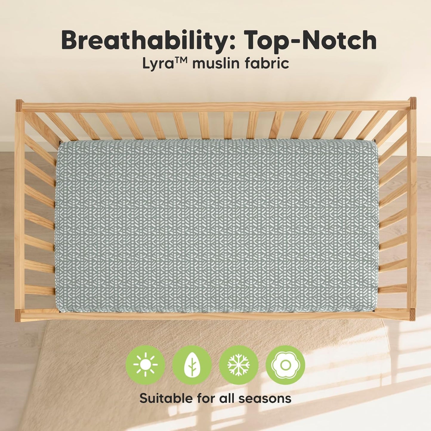 KeaBabies 2-Pack Muslin Crib Sheets for Boys, Girls - 100% Organic Cotton Fitted Baby Crib Mattress Sheet, Soft Breathable Standard Toddler Bed Cover Bedding Set, Neutral, Durable 52x28 (Nordic)