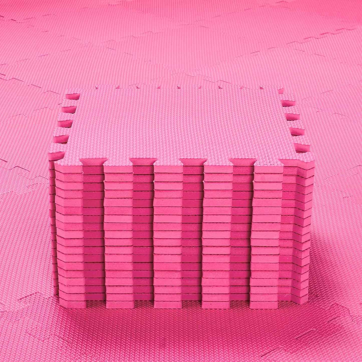 qqpp EVA Rubber 18 Tiles Interlocking Puzzle Foam Floor Mats - Baby Play Mat for Playing | Exercise Mat for Home Workout. Red. QC-Ib18N