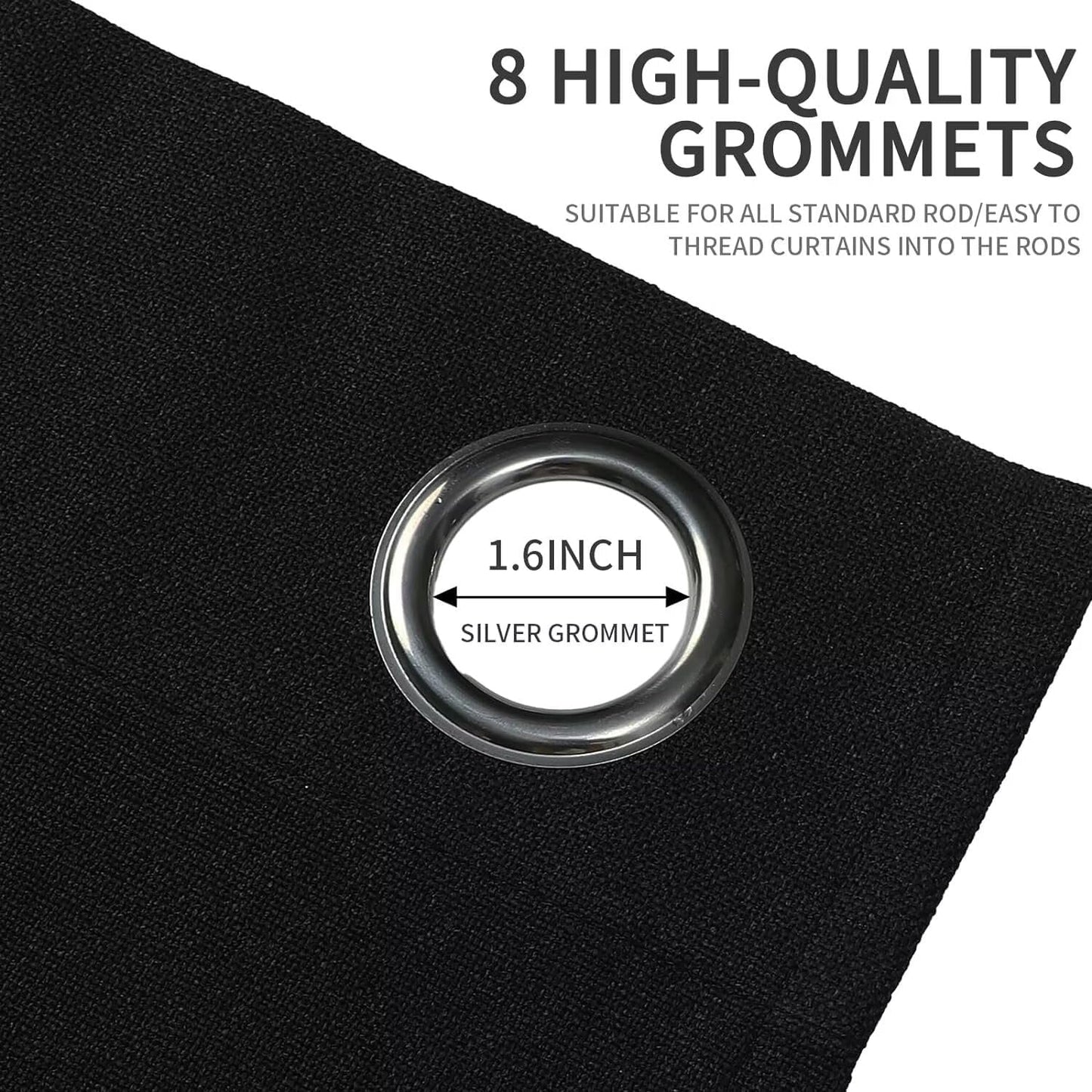 Joydeco Black Blackout Curtains 90 Inches Long, Curtains 90 Inch Length 1 Panel for Bedroom, Thermal Insulated Linen Black Out Curtains with Grommets(100x90, Black)