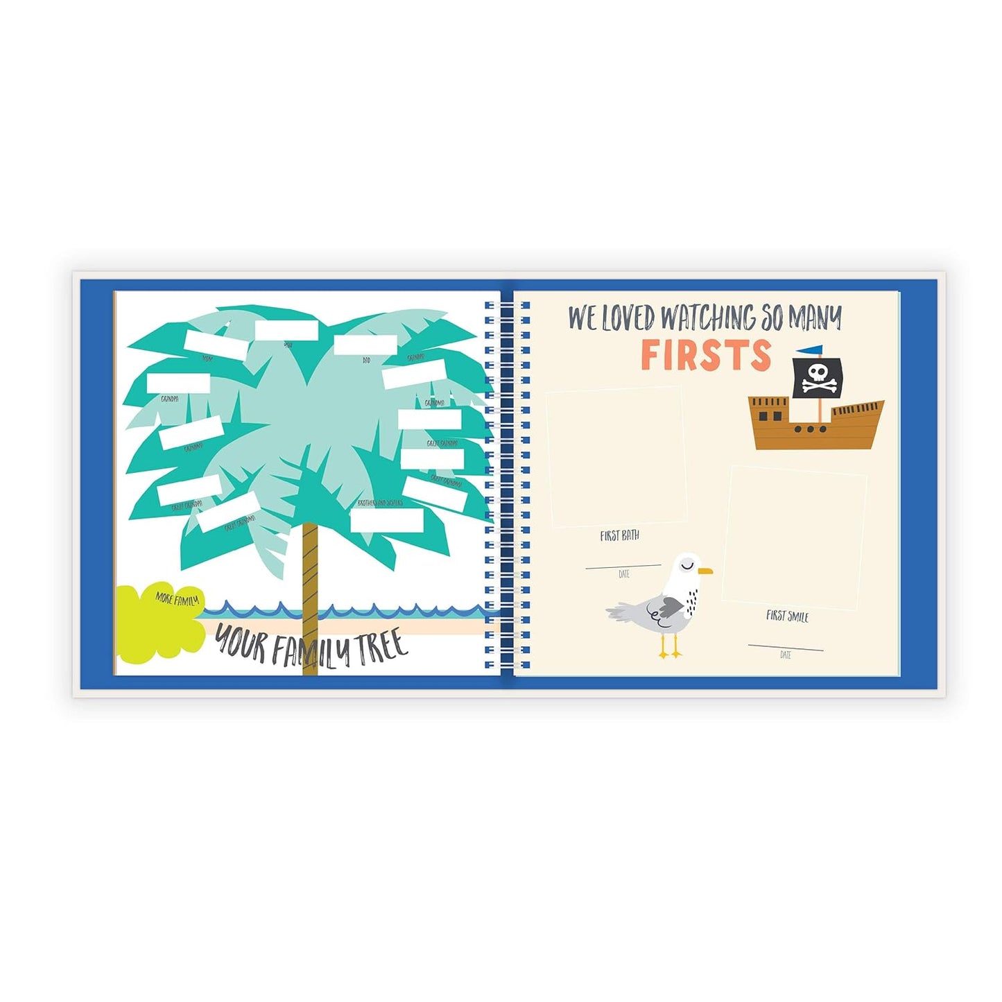 Lucy Darling Baby Memory Book – Little Captain | Nautical-Themed First Year Journal & Photo Album | 5-Year Keepsake for Baby Boy or Girl | Gender-Neutral Milestone Book | Mom Gift