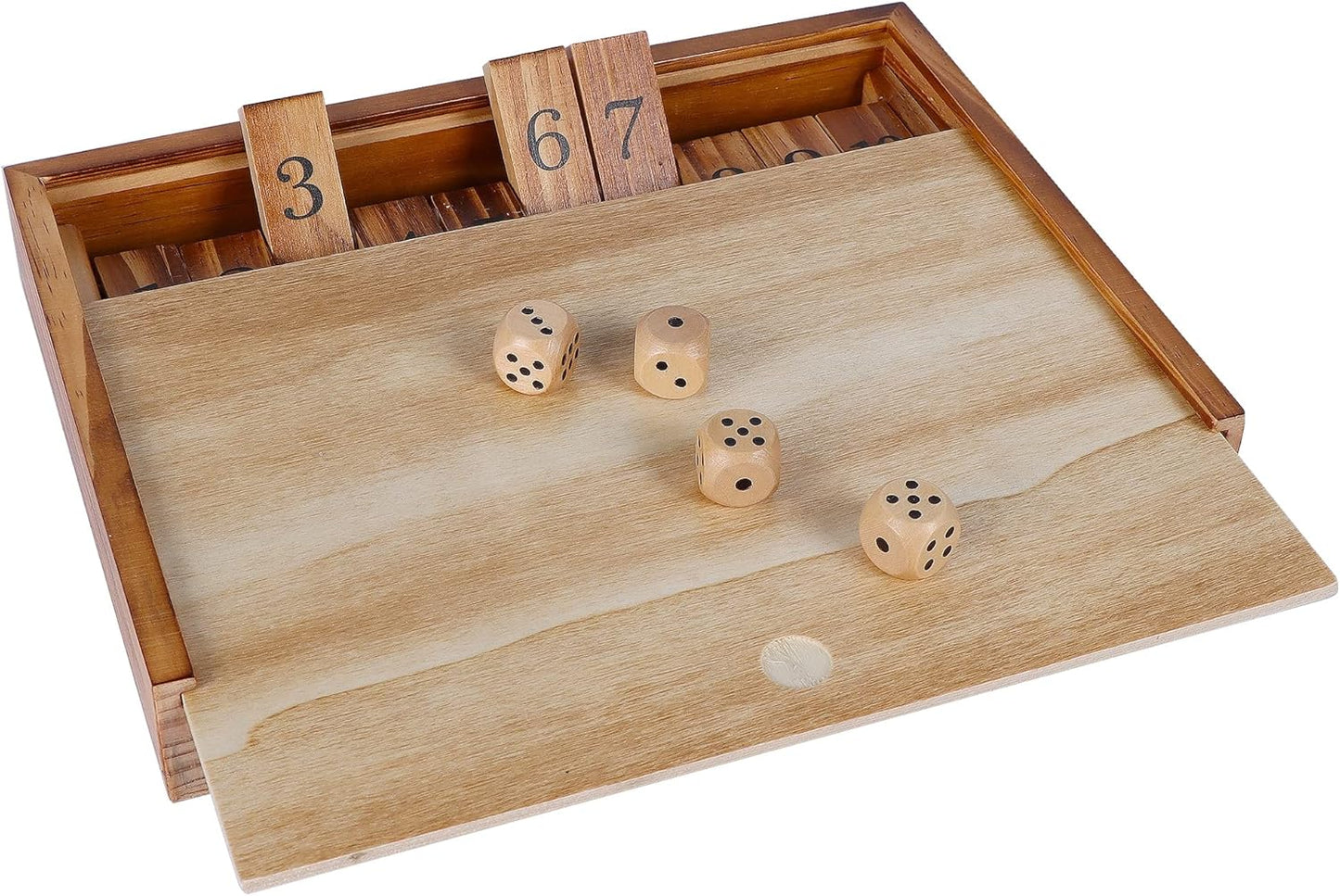 Glintoper Shut The Box & 4 in a Row Tables Game Set, Classic Wood Dice Game with Numbers & Line Up 4 Game for Kids Family, Living Room Rustic Coffee Table Decor, Travel Game Strategy Board Games