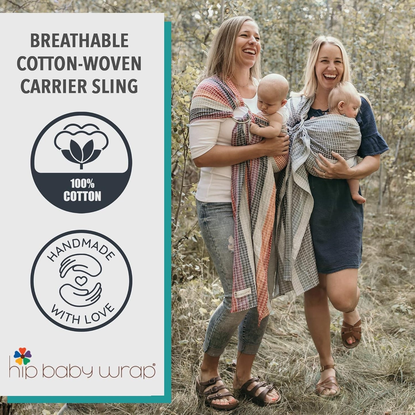 Hip Baby Wrap Ring Sling Baby Carrier for Infants and Toddlers - Beautiful, 100% Soft Cotton Baby Wraps Carrier for Babies 8-35 lbs - Perfect Baby Shower Gifts Moms and Dads - Nursing Cover (Rainbow)