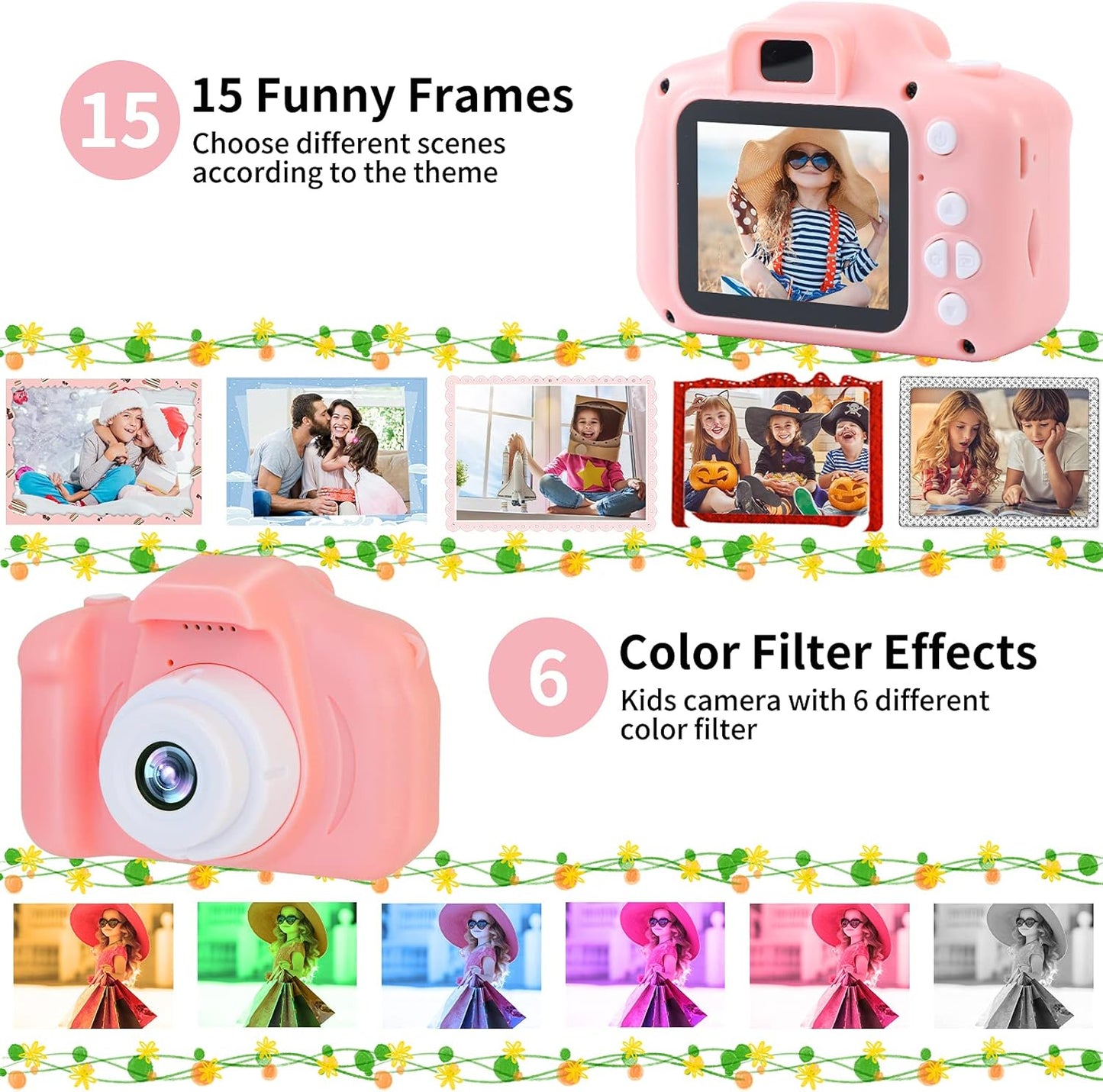 Kids Camera Underwater Waterproof Digital Camera for Kids 2 Inch IPS Screen 1080P HD Kids Video Action Camera for 3 4 5 6 7 8 9 10 Year Old Girls Boys Thanksgiving Christmas Birthday Gift