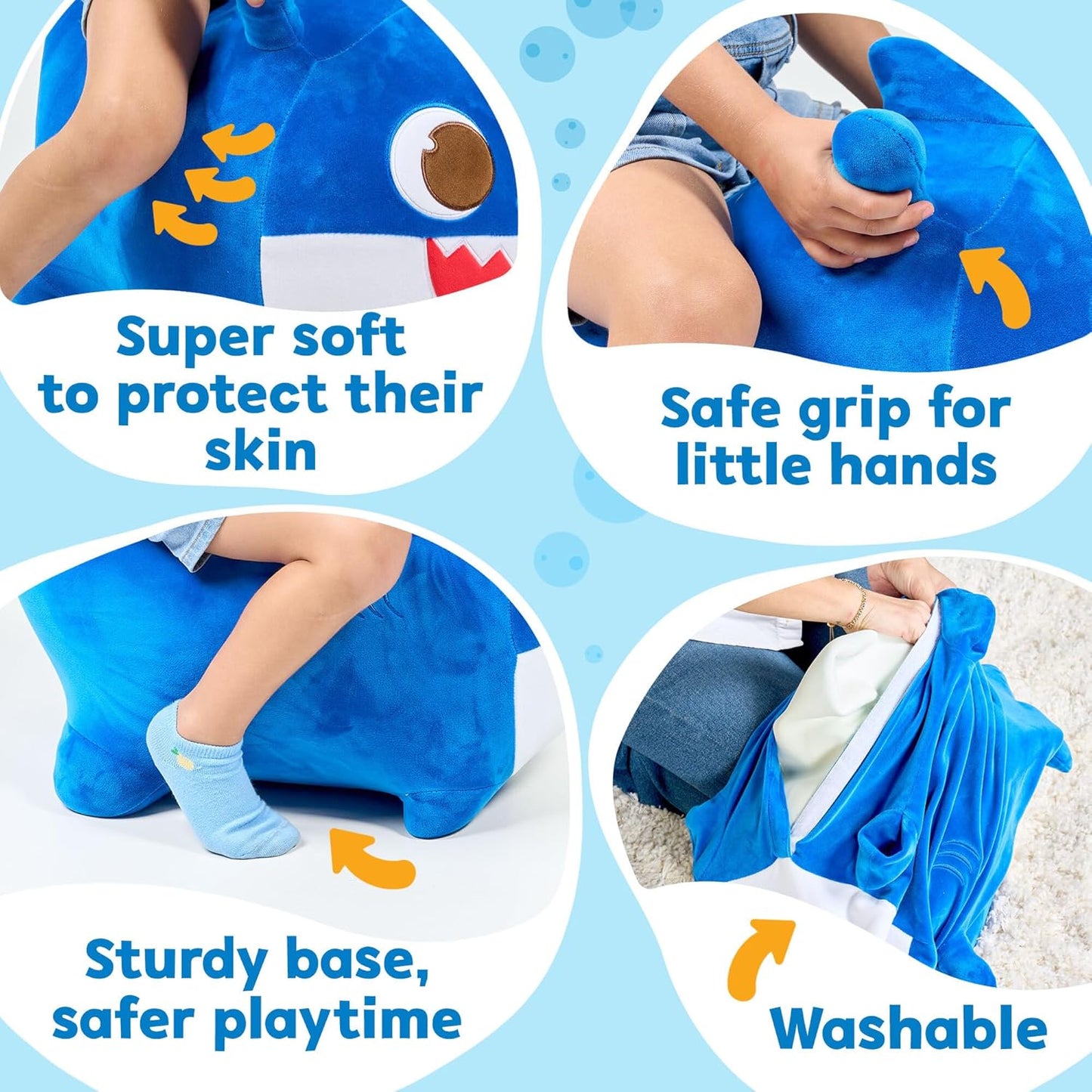 JITTERYGIT Baby Shark Bouncy Animal Plush - Daddy Shark Official Nickelodeon Music & Sing Toy - Christmas & Birthday Gifts for Kids & Toddlers (Boys & Girls) Ages 2-4 Years Old (Blue)