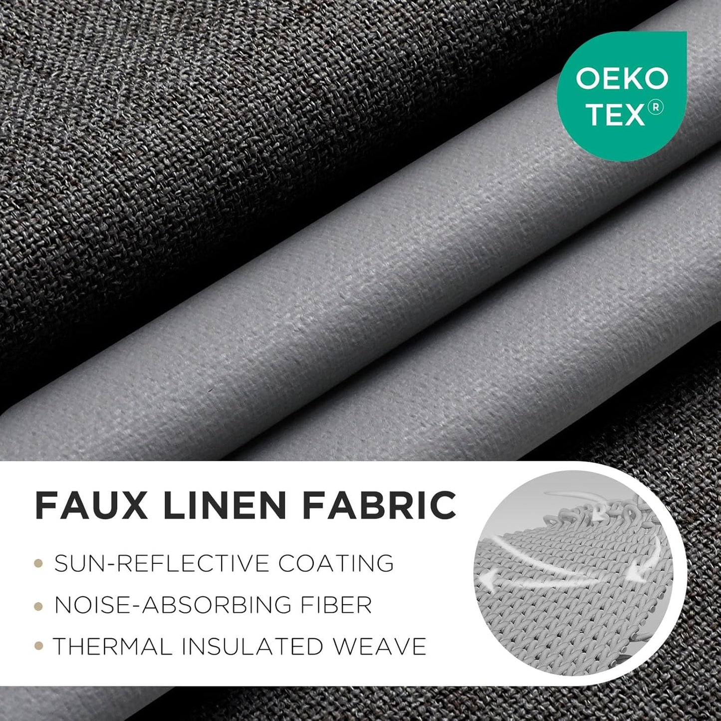 Joydeco Blackout Curtains 108 Inches Long 2 Panels Burg, Room Darkening Curtains for Bedroom, 100% Black Out Textured Thermal Drapes Privacy Protection 2 Panels Set(W52 x L108 Inch, Charcoal Grey)