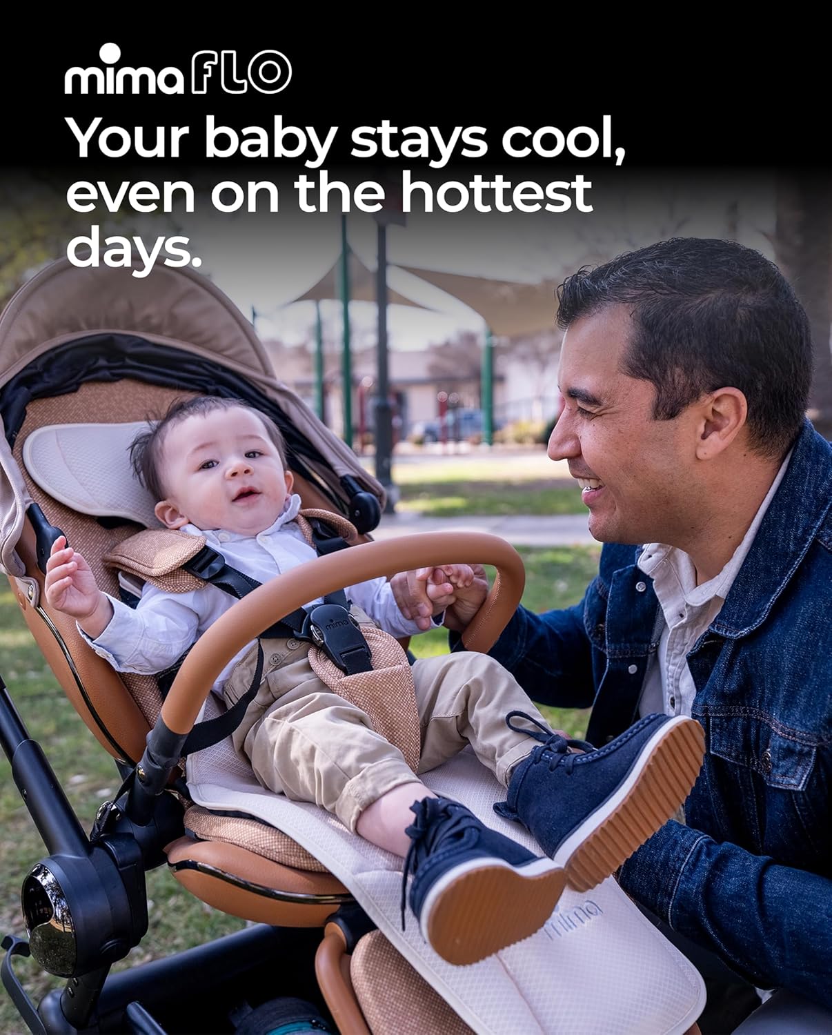 Mima Stroller Cooling Pad with USB Fan Flo Donut | Ultra-Breathable Mesh Seat Liner | External Battery Design for Baby Safety | Universal Fit for 0-4 Years | for Hot Days & Summer