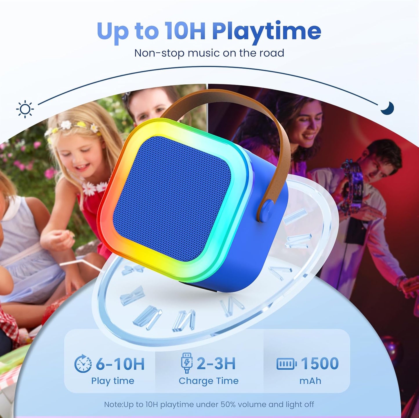 Karaoke Machine for Kids Adults, Portable Bluetooth Mini Karaoke Microphone Singing Speaker Karaoke Player with 2 Wireless Mic, for All Smartphones,Birthday, Family,Home Party(Deep Blue)