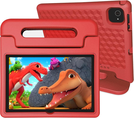 Tablet for Kids Age 3-12 10.1 inch Android 14 6000mAh 8GB RAM+64GB ROM(Expandable to 1TB Kids Tablet WiFi6 Google Kids Space Parental Control 1280 * 800 HD Screen - Red