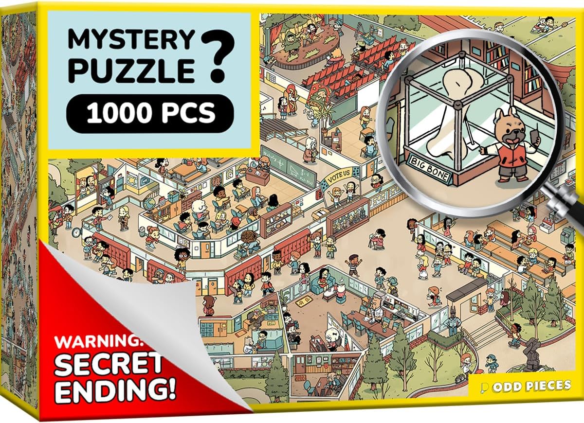 Jigsaw Puzzles 1000 Pieces - Magic Mystery Story Secret Ending Puzzle - Perfect Game Night for Adults & Kids - Cat Dog Cartoon Theme (Snack Attack)