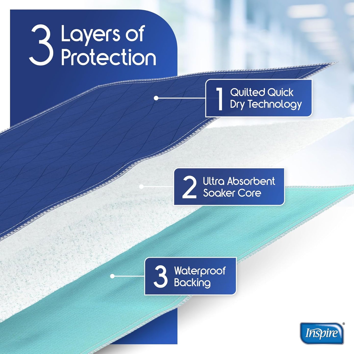 Inspire Waterproof Chair Pad, Dark Colored to Hide Stains, 18 x 24 – Quilted, for Incontinence Washable, for Adults and Kids Reusable Underpad