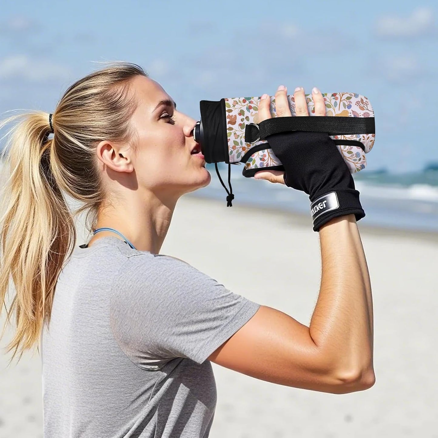 icolor Water Bottle Carrier Bag with Strap 25/32/40 oz Crossbody Bottle Holder with Phone Pocket Sling Sleeve Insulated Neoprene Water Bottle Pouch for Walking Travelling