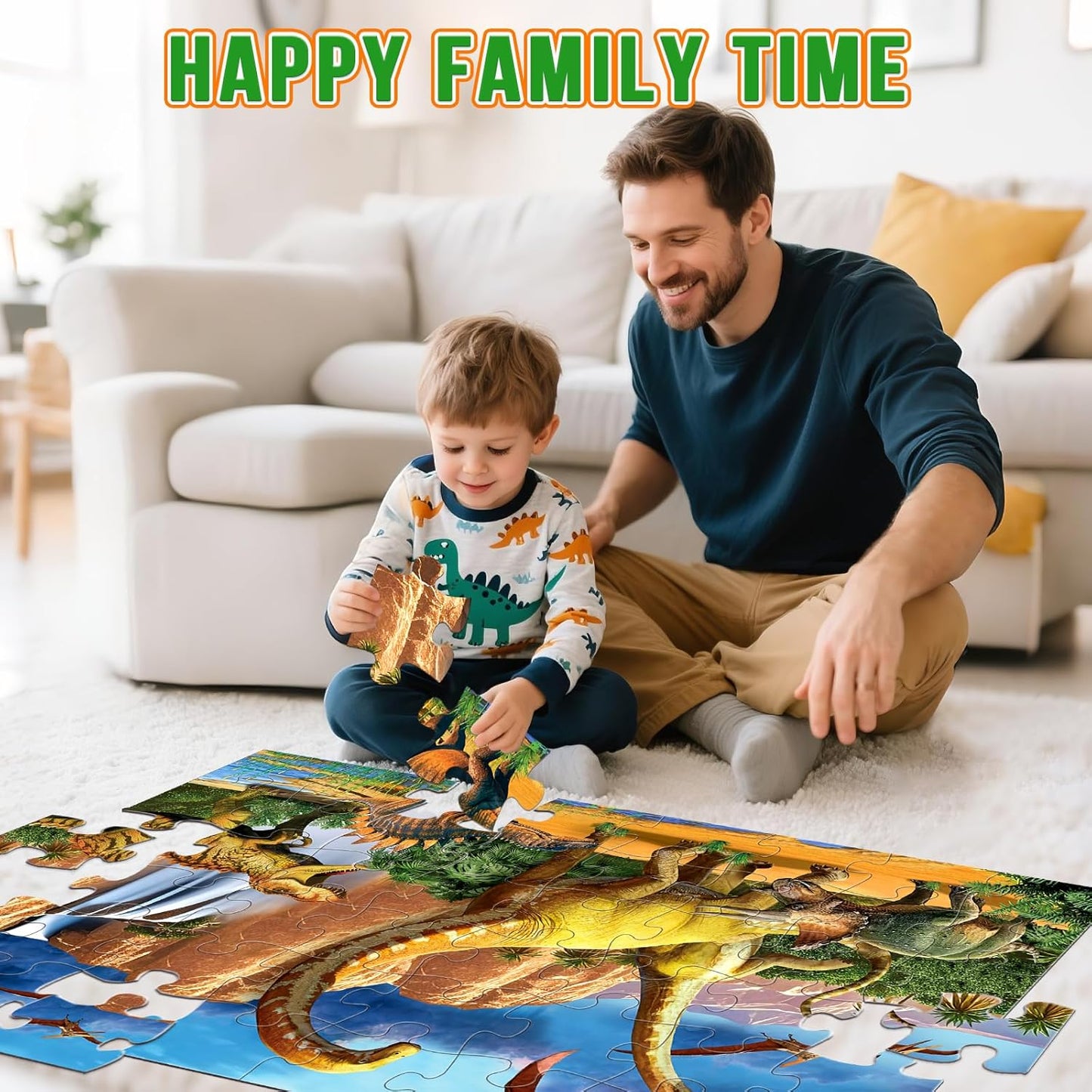 Jumbo Floor Puzzle for Kids,48 Piece Waterfall Dinosaur Large Jigsaw Puzzles, Fun Preschool Educational Toy for Toddlers Ages 3-5,Gift for Boy Girl Ages 4-8