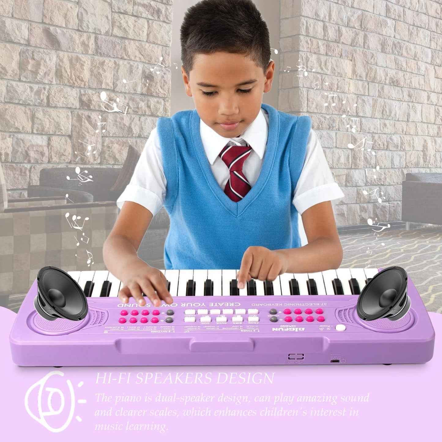 Kid Keyboard Piano - 37 Keys Toddler Keyboard Multifunction Music Educational Instrument Toy Electronic Piano for 3, 4, 5, 6, 7, 8 Girls and Boys (Purple)
