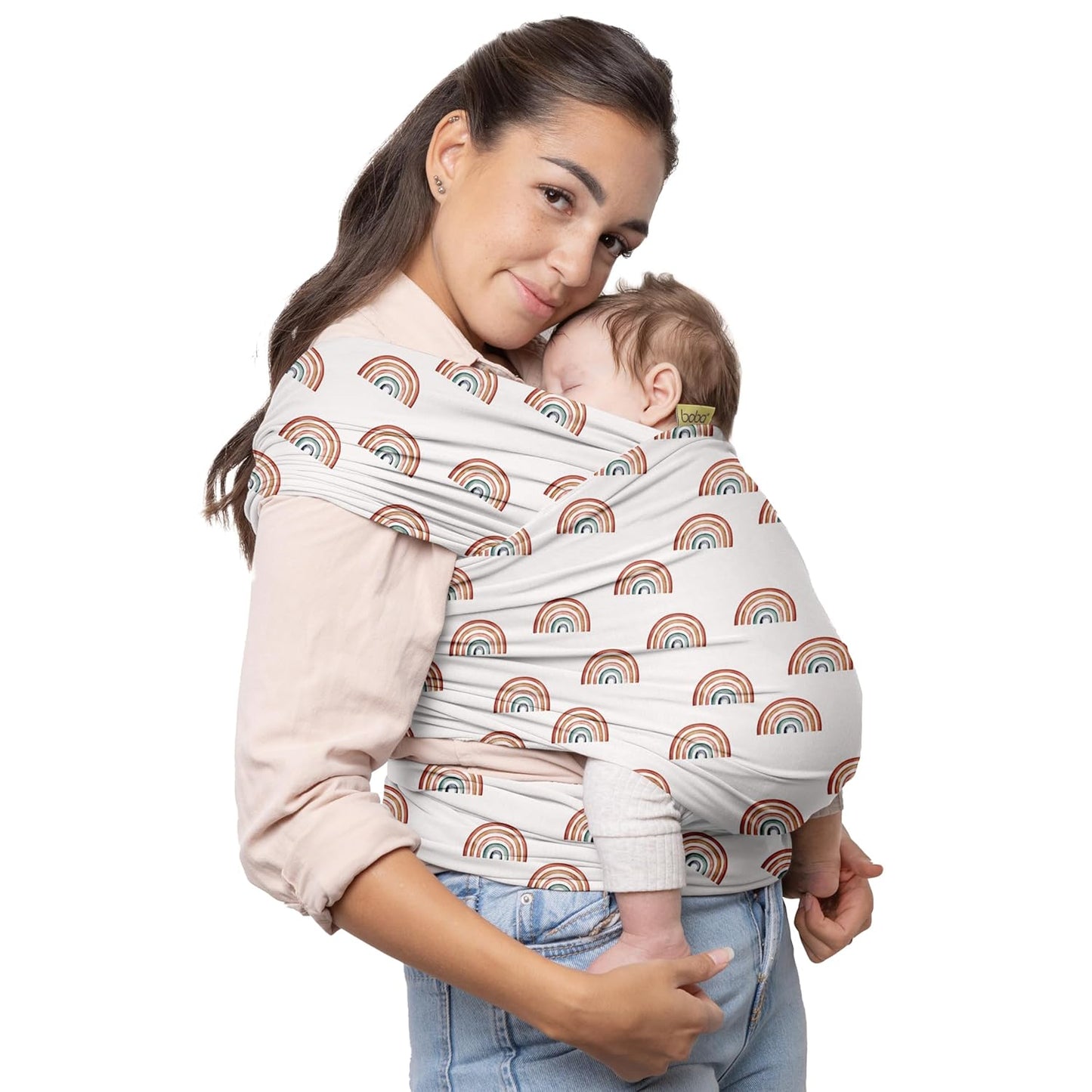 Boba Baby Wrap Carrier – Original Baby Sling Carrier for Newborns (7–35 lbs), Soft, Secure, Hands-Free & Ergonomic, Ideal for Comfortable Bonding, New Parents (Serenity Rainbow)