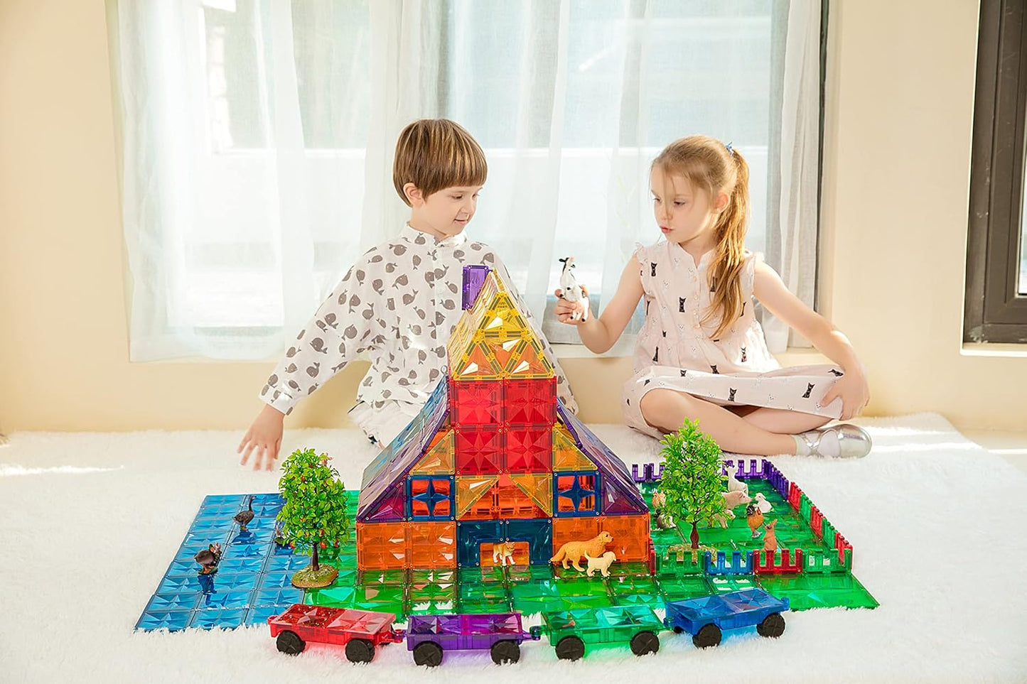 182PCS Premium MagneticTiles, MagnetTiles, STEM AUTHENTICATED,MEGA MagnetTiles, Magnetic Blocks, Magnetic Building Blocks, Magnets for Kids, MagneticTile Toy Boys Girls Age 3 4 5 6 7 8