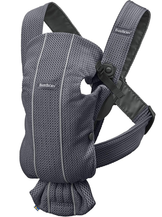 BabyBjörn Baby Carrier Mini, Anthracite, 3D Mesh | Newborn Carrier (7-25 lbs), Ergonomic, Easy-to-Use
