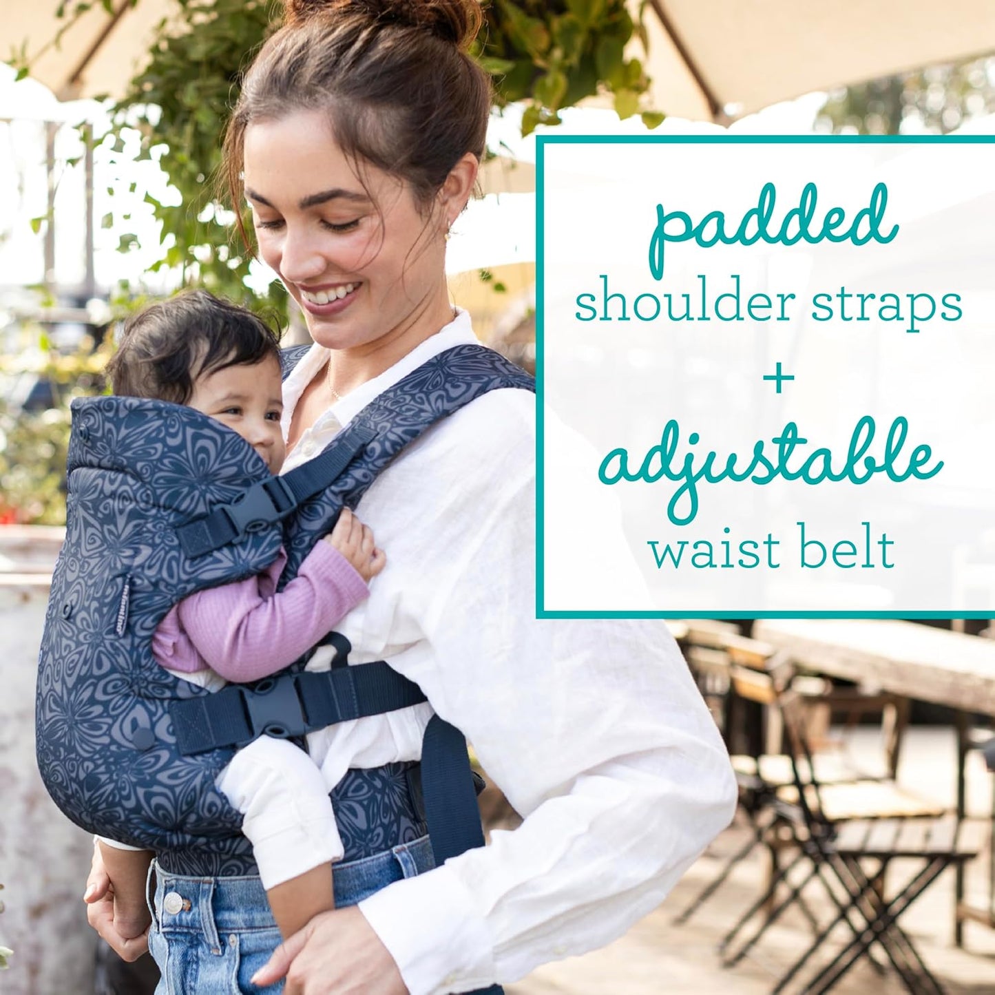 Infantino Flip Advanced 4-in-1 Baby Carrier - Ergonomic, Convertible, Face-in and Face-Out Front and Back Baby Carrier for Newborn to Toddler 8-32 lbs, Floral Navy