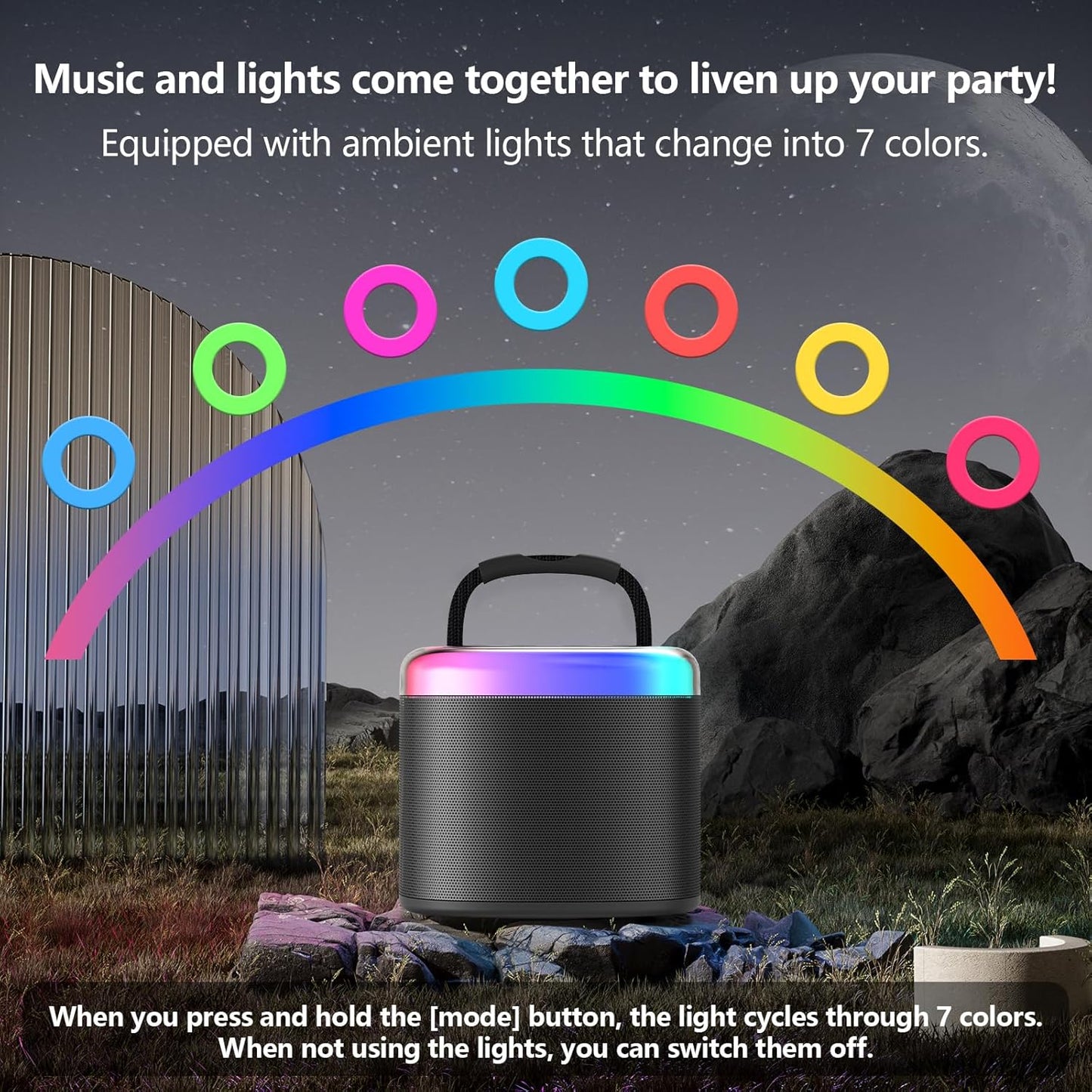 JYX Mini Karaoke Machine for Kids - Black Bluetooth Speaker Unpowered Cabinets with Party Lights and 1 Wireless Microphone, Great for Adults, Ideal for Family Home Parties and Birthday Gifts
