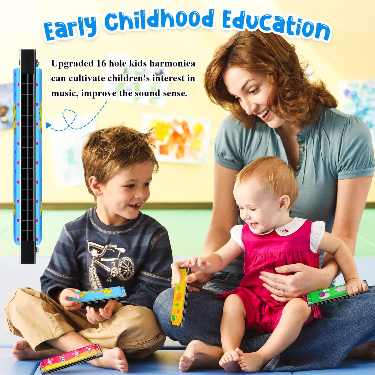 24 Pcs Harmonica for Kids Lightweight Harmonicas with Double Row of 16 Holes, Harmonica for Toddler Kids Adult Beginners' Musical Instrument Toy (Over 3 Years Old)