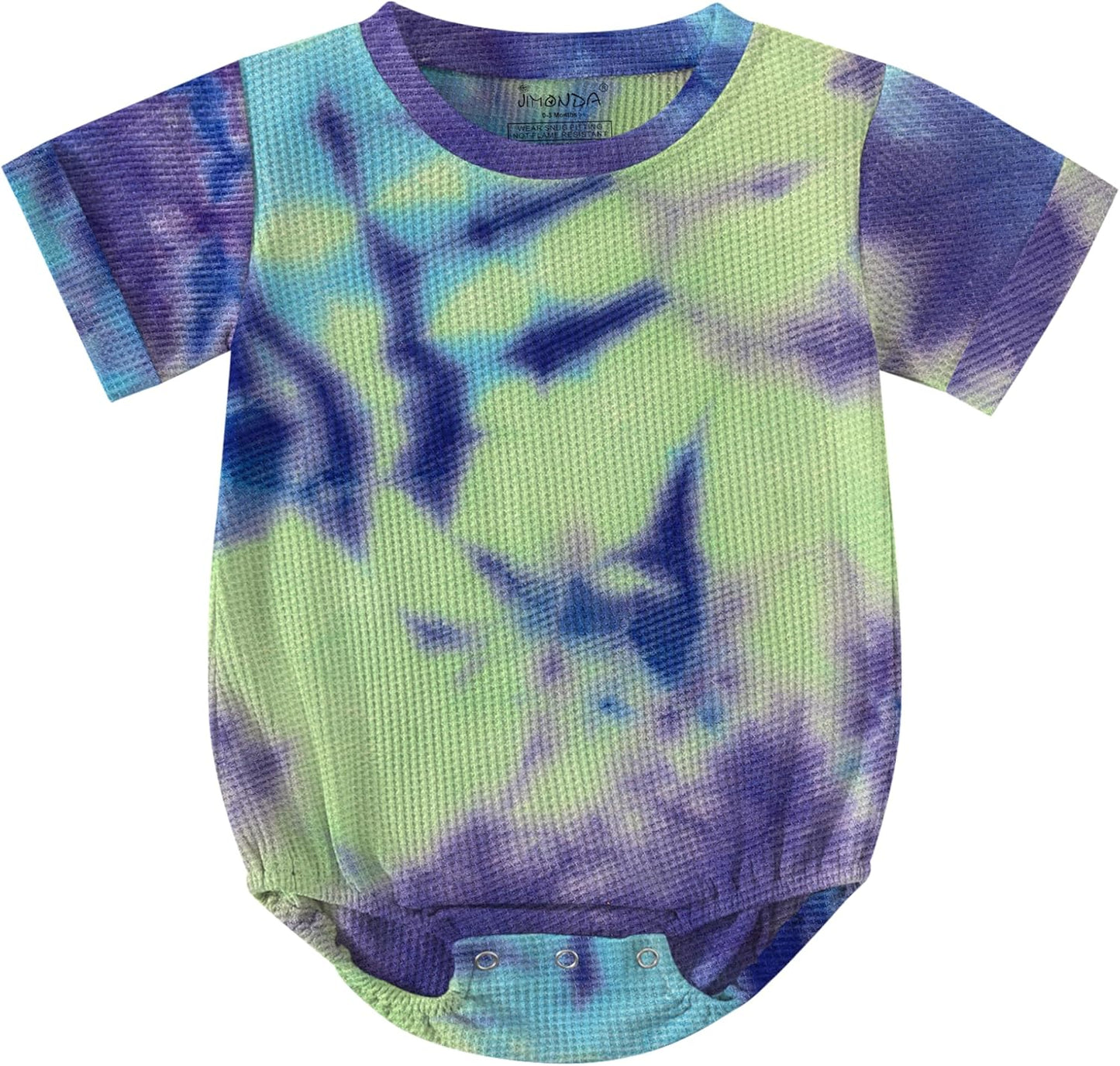 Jimonda Baby Bodysuit Newborn Tie Dye Clothes Infant Waffle One Piece Romper Baby Boys Girls Short Sleeve Jumpsuit Outfits