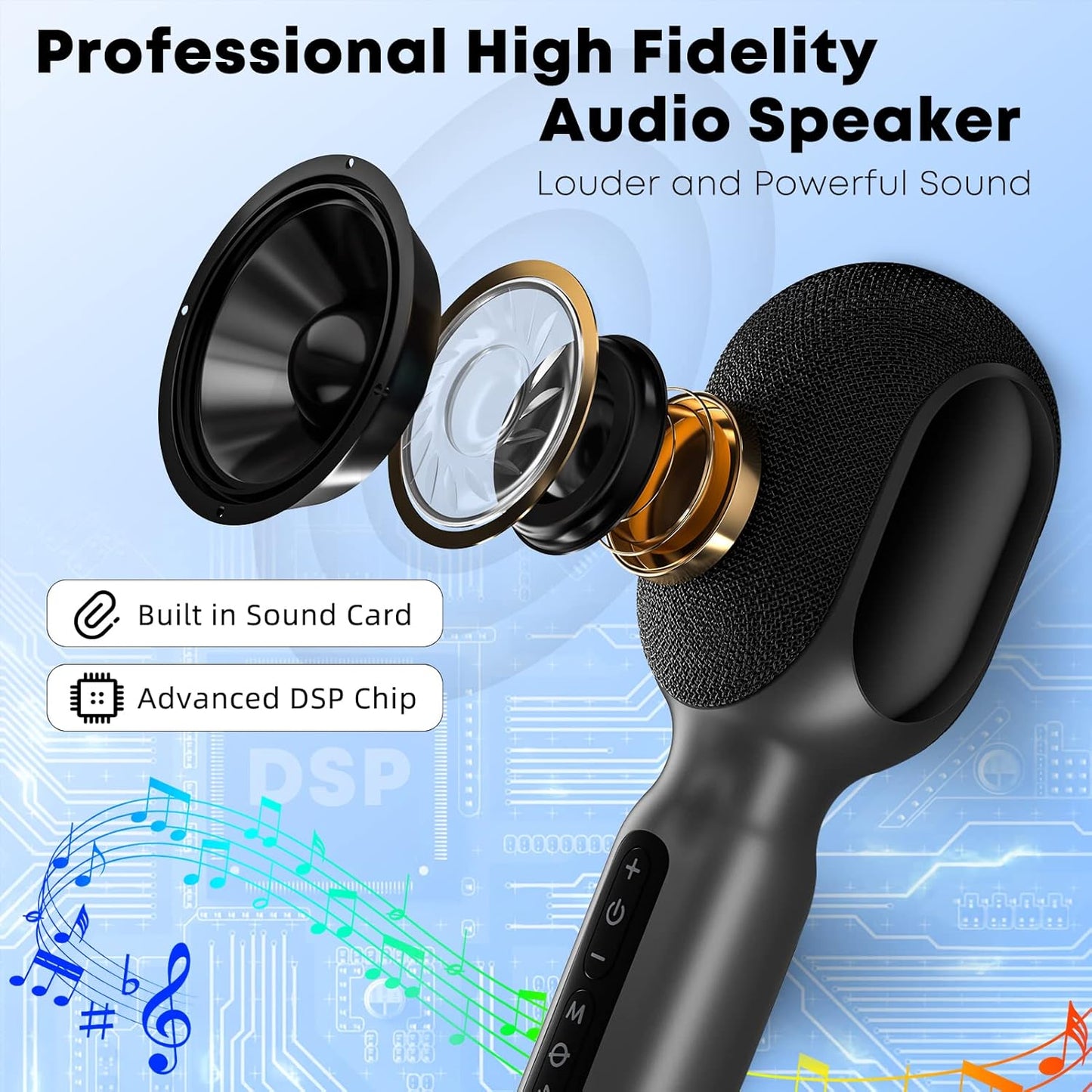 Wireless Bluetooth Karaoke Microphone, 5-in-1 Portable Handheld Mic Speaker with Dynamic RGB Lights, Mini Karaoke Machine for Car Travel Home Party, Music Recording, Duet Singing, Gift for Kids Adults