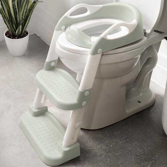 Jool Baby Potty Training Seat with 2 Step Ladder for Toddlers - Soft Cushioned Seat & Splash Guard, Adjustable Height (Sage)