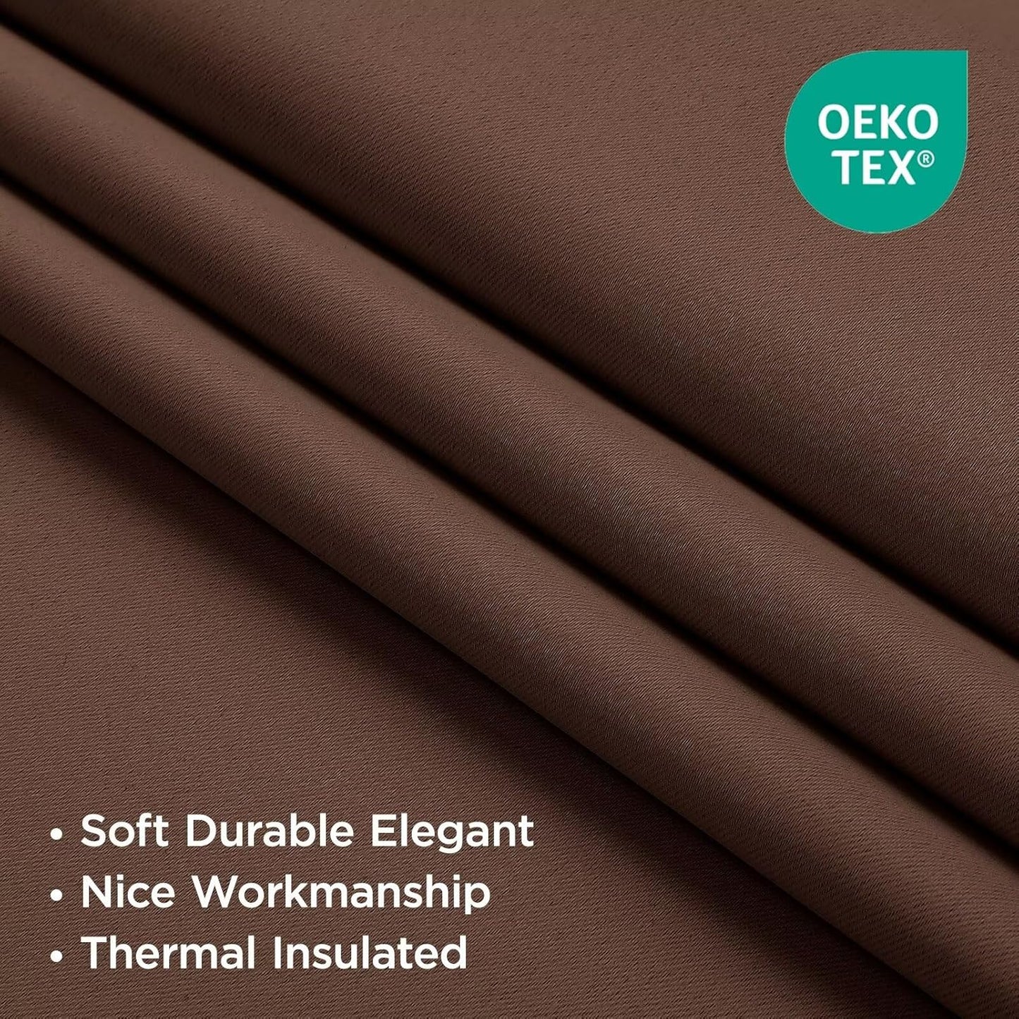 Joydeco Blackout Curtains 84 Inch Long for Bedroom, Thermal Insulated Black Out Curtains 2 Panels Set, Room Darkening Drapes for Living Room Window (W52 x L84 Inch, Brown)