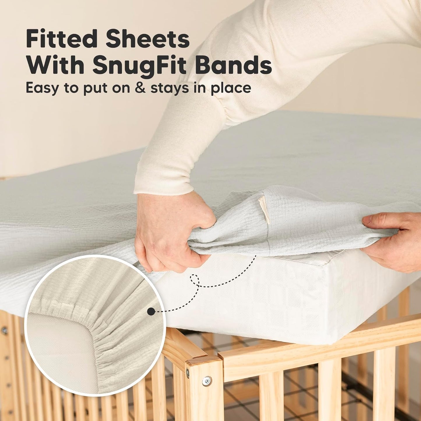 KeaBabies 2-Pack Muslin Crib Sheets for Boys, Girls - 100% Organic Cotton Fitted Baby Crib Mattress Sheet, Soft Breathable Standard Toddler Bed Cover Bedding Set, Neutral, Durable 52x28 (Greige)