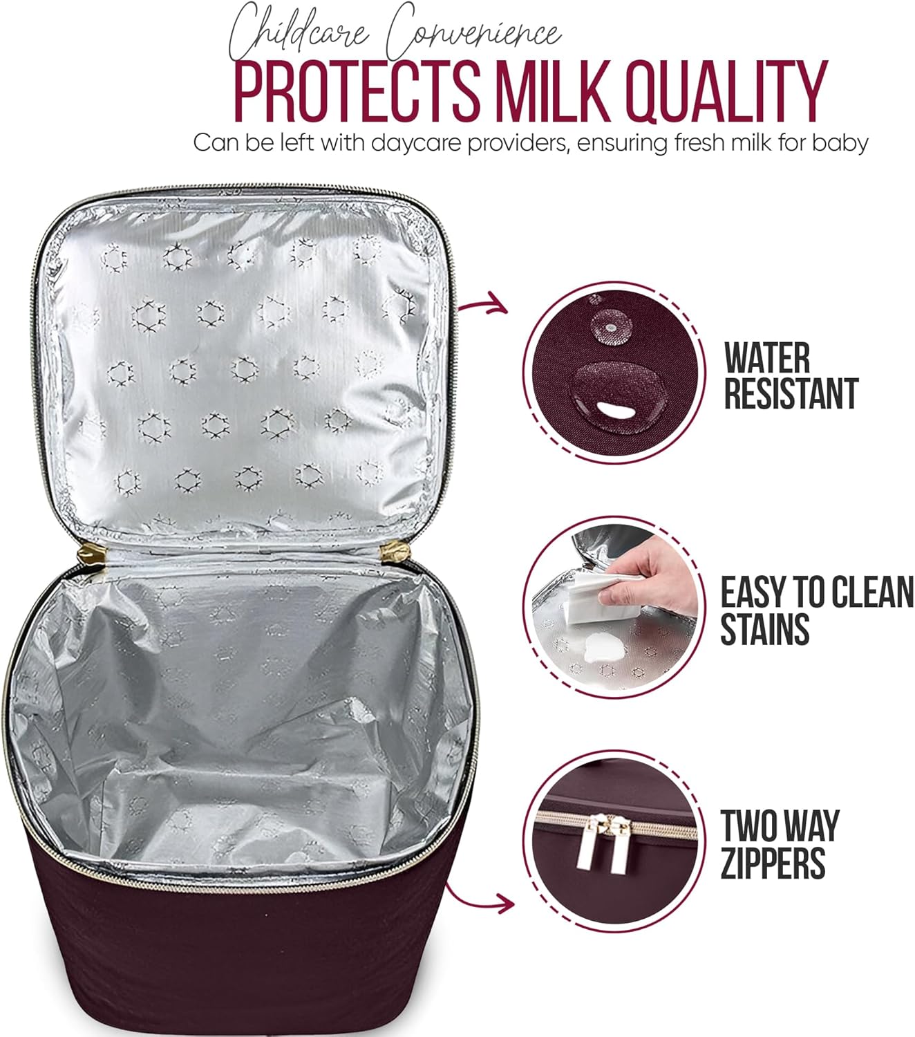 BreastMilk Cooler with Ice Packs and Tote Bags for Nursing, Large Capacity, Waterproof, Fits 9 Baby Bottles Up to 11 oz, Dark Brown