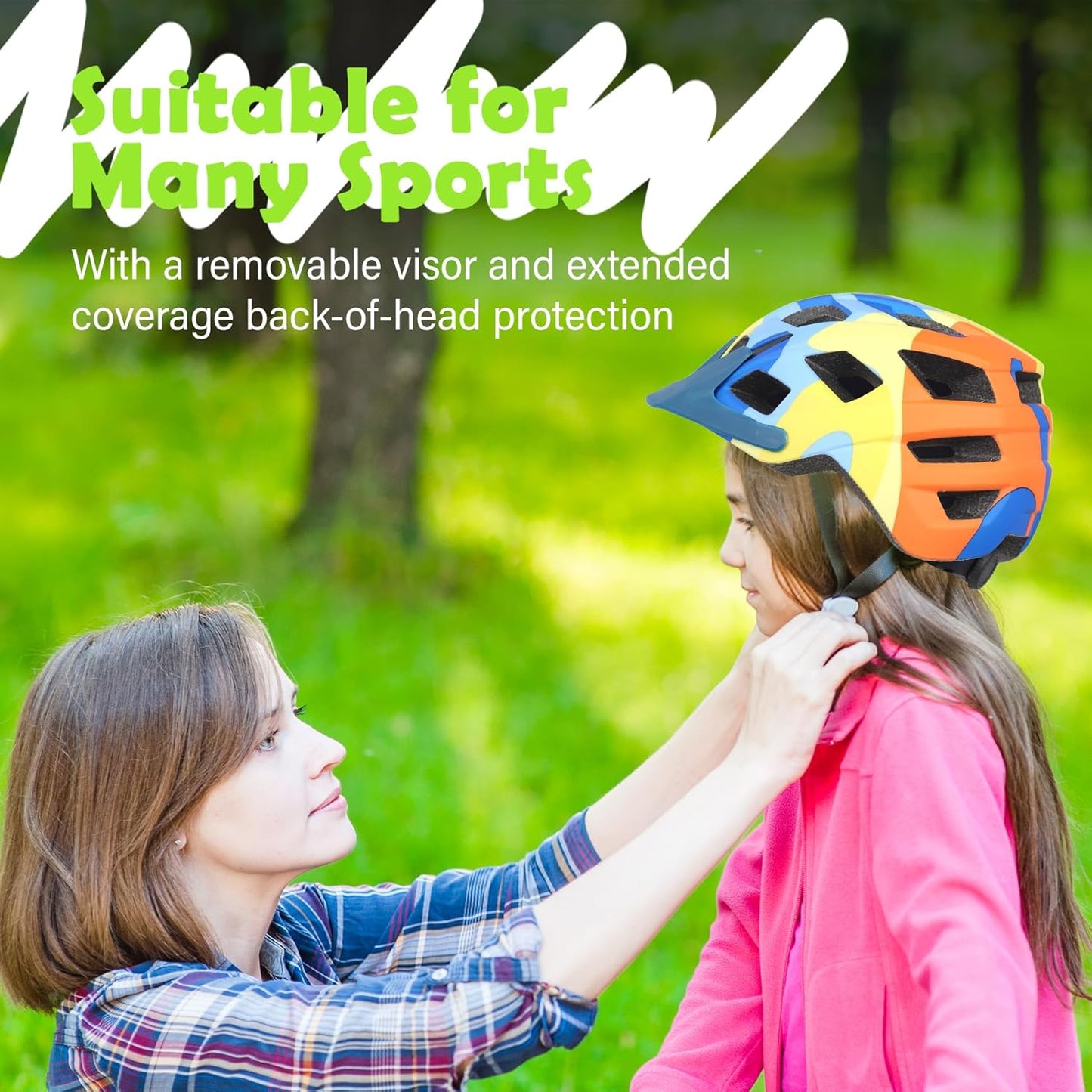 Kids Bike Helmet, 2 Size Adjustable for Youth Toddler Boys & Girls 3-5-8-10-12-14 Years, Child Helmets with Visor for Skating Cycling Scooter