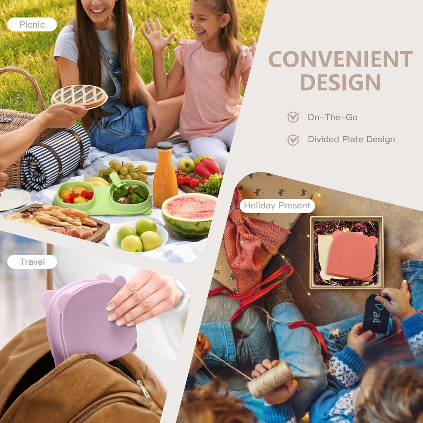 Silicone Foldable Novelty Dinner Plates,Suction Plates for Baby Travel Essential with Forks and Spoons,Microwave & Dishwasher Safe,Yellow