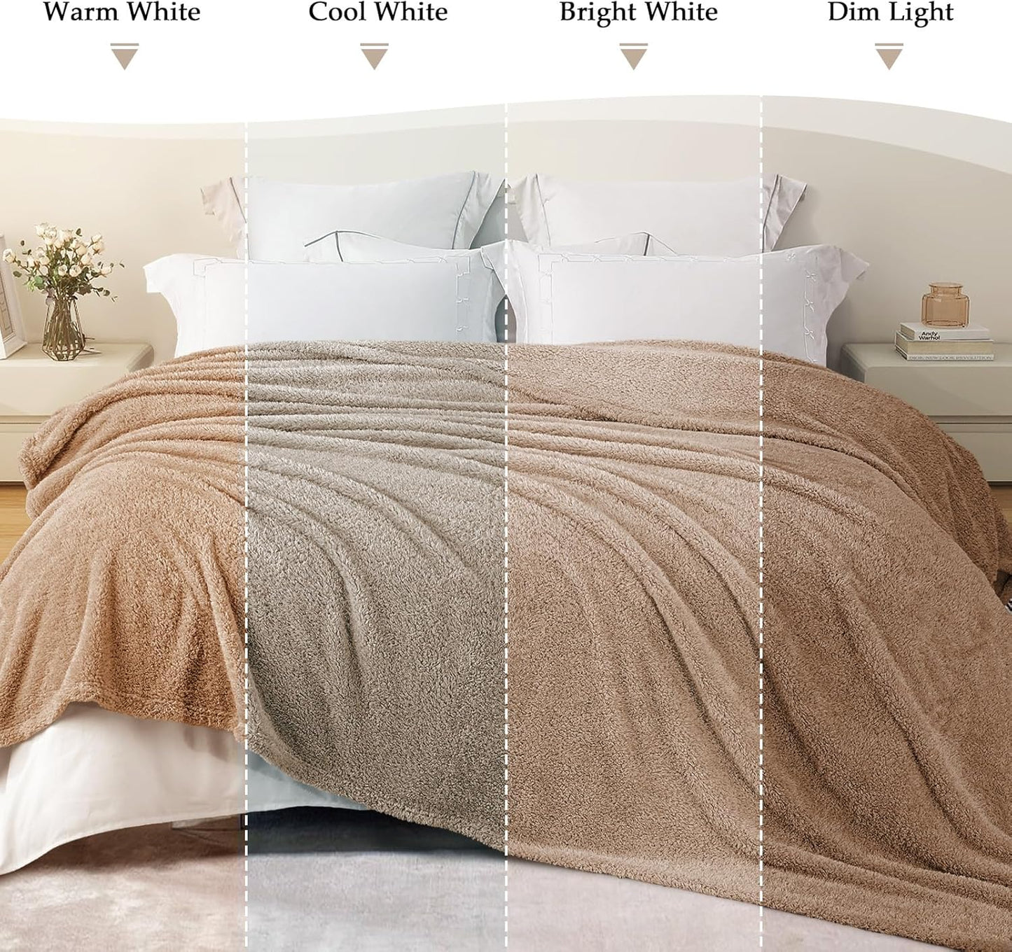 Exclusivo Mezcla Fleece Blanket for Couch, Soft and Cozy Twin Blankets for Women Men Girls Kids, Suitable for All Seasons, Camel, 60x80 Inches