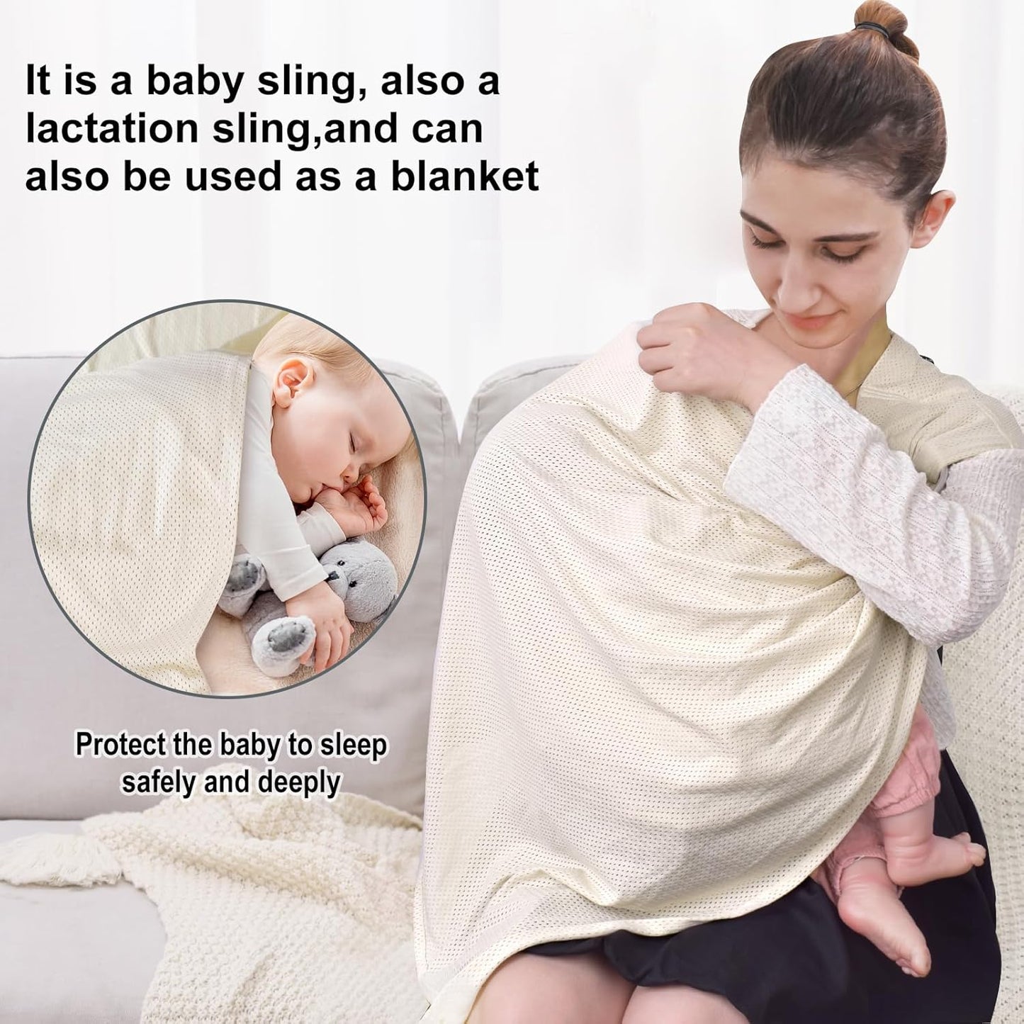 Water Ring Sling Baby Carrier, Adjustable Lightweight Breathable Newborn Carrier Sling for Summer, Swimming, Pool, Beach, Front Chest Mesh Infant Wrap Carrier for Baby Gift （ Beige