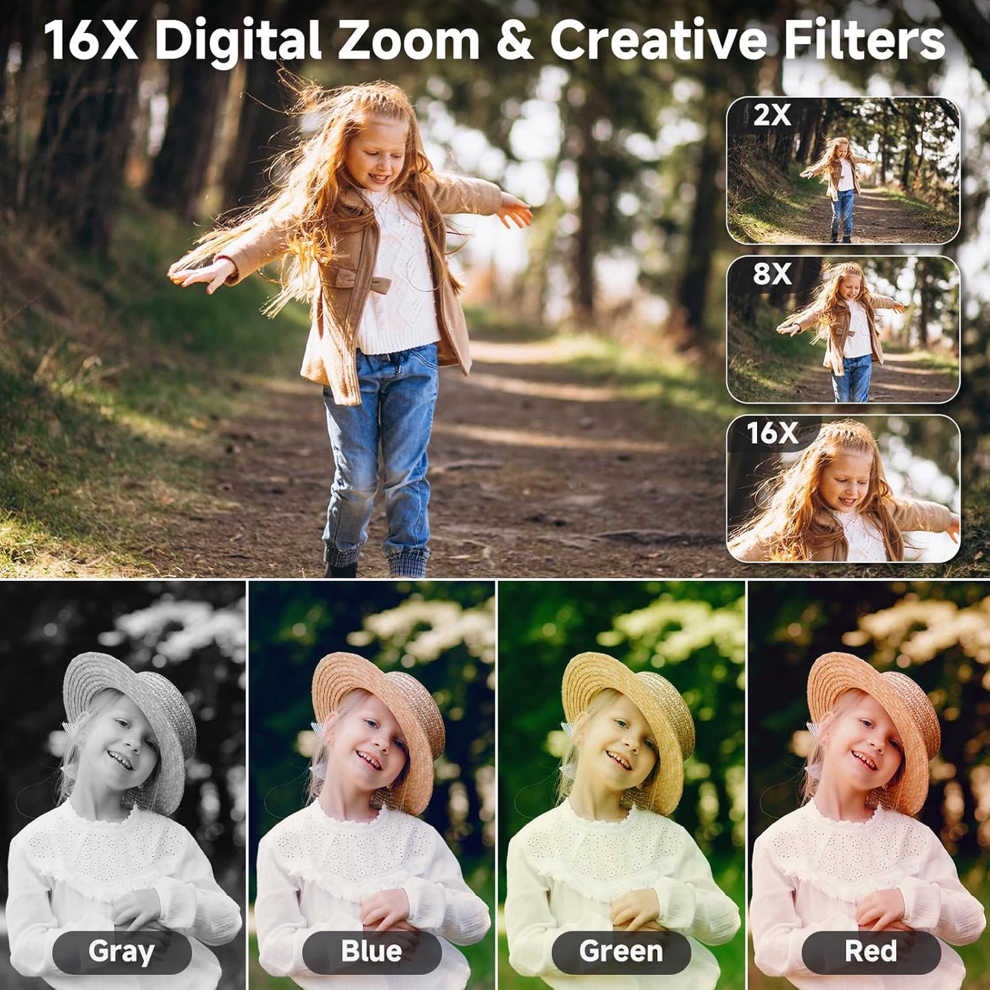 Digital Camera FHD 4K Kids Camera 44MP with 64GB SD Card 2 Batteries Autofocus 16X Digital Zoom Compact Portable Point and Shoot Digital Small Vintage Camera for Teens Boys Girls Students (Black)