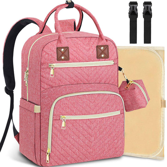 Baby Diaper Bag Backpack, Travel Diaper Bags for Babys Girl Boy Large Capacity Baby Bag Backpack for Women Pink