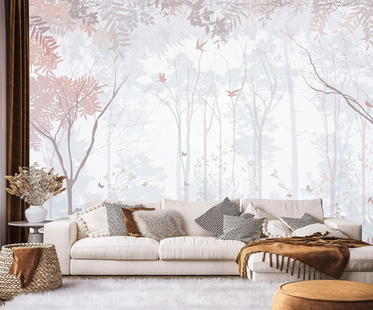 Forest Fabric Mural Wallpaper for Living Room Bedroom Dining Room(Not Self-Adhesive)