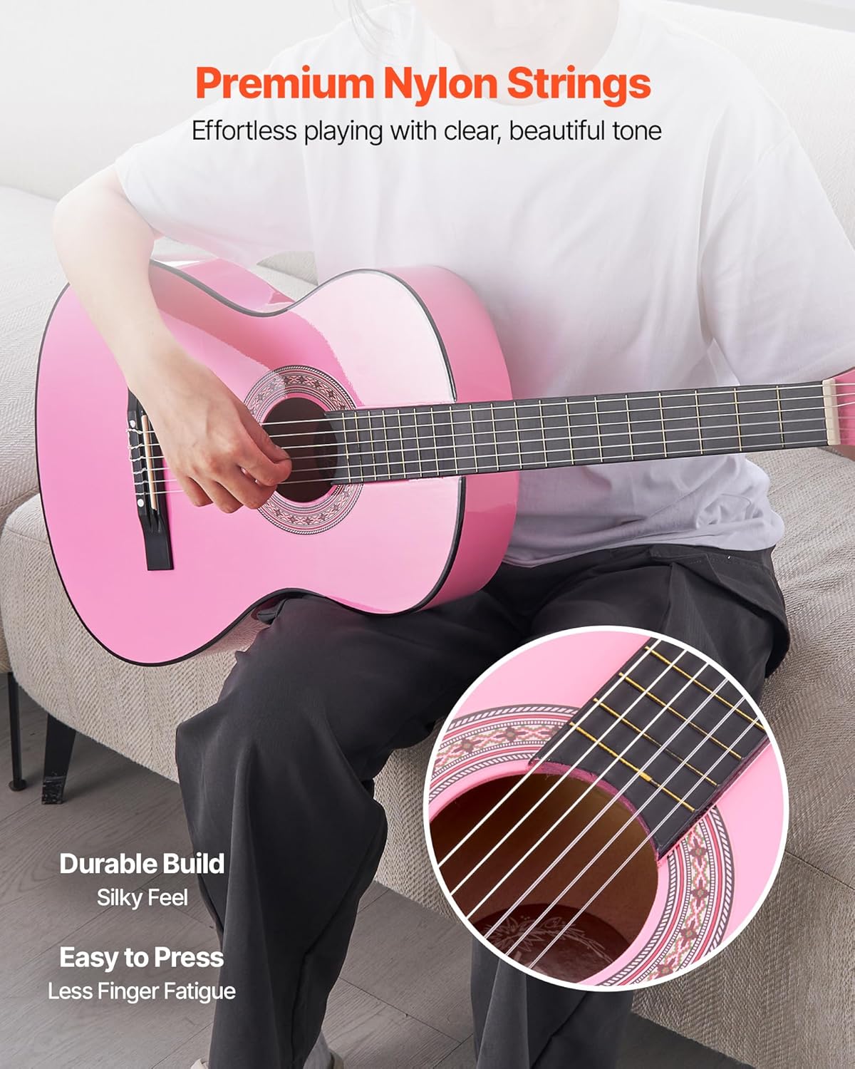 VEVOR Acoustic Guitar, Classical Guitar Starter Kit for Beginners, with Nylon Strings, Basswood Guitar, for Kids Adults Girls Boys Students