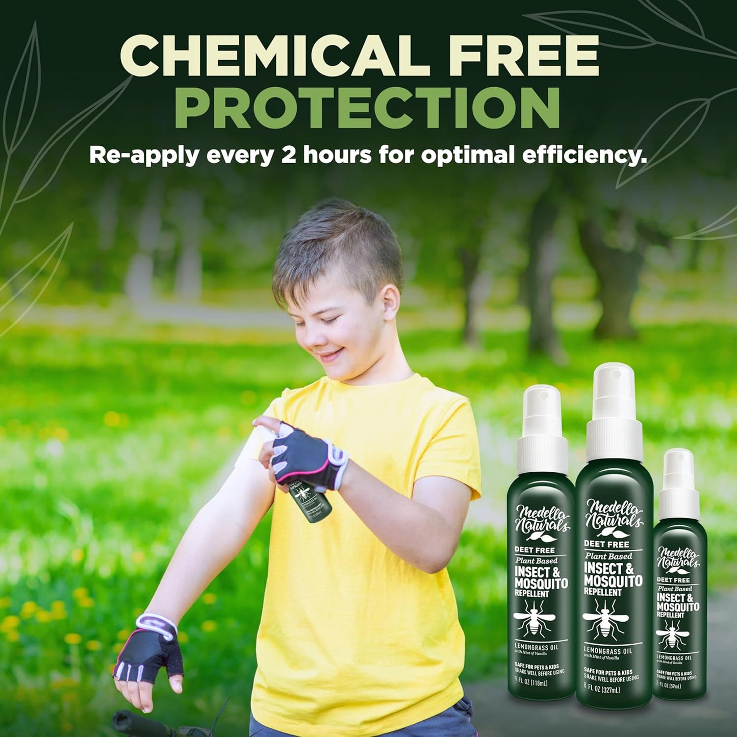Deet-free Insect & Mosquito Repellent Travel Pack (2, 4, 8oz) – Nice Smelling Insect Repellent with Lemongrass Oil Safe for Pets and Kids – Bug Spray for Mosquitoes, Gnats, Black Flies, and No-see-ums