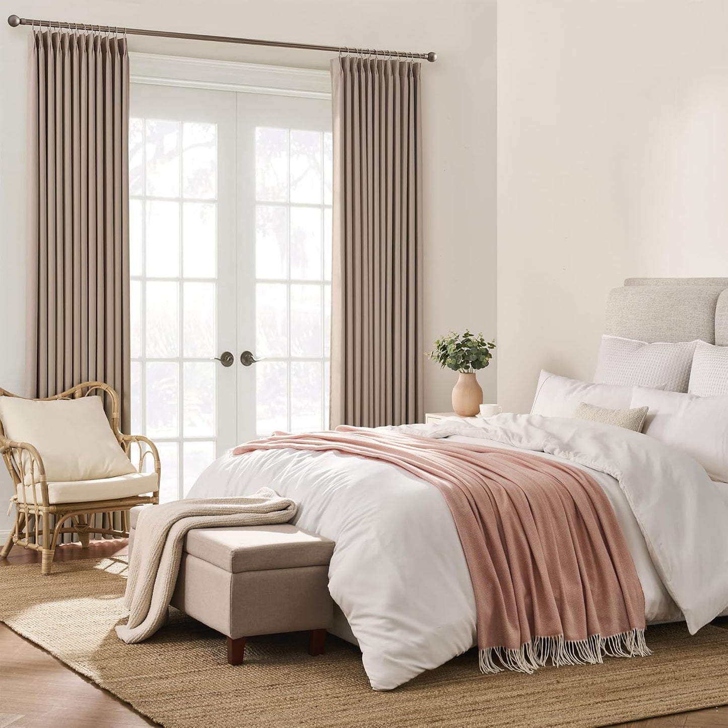 KEQIAOSUOCAI Pinch Pleated Curtains 108 Inch Long 9 FT Tall Curtains for Living Room Bedroom Thermal Memory Trained Pleated Viral Window Drapes with Hooks(Khaki,40W x 108L x 2 Panels)