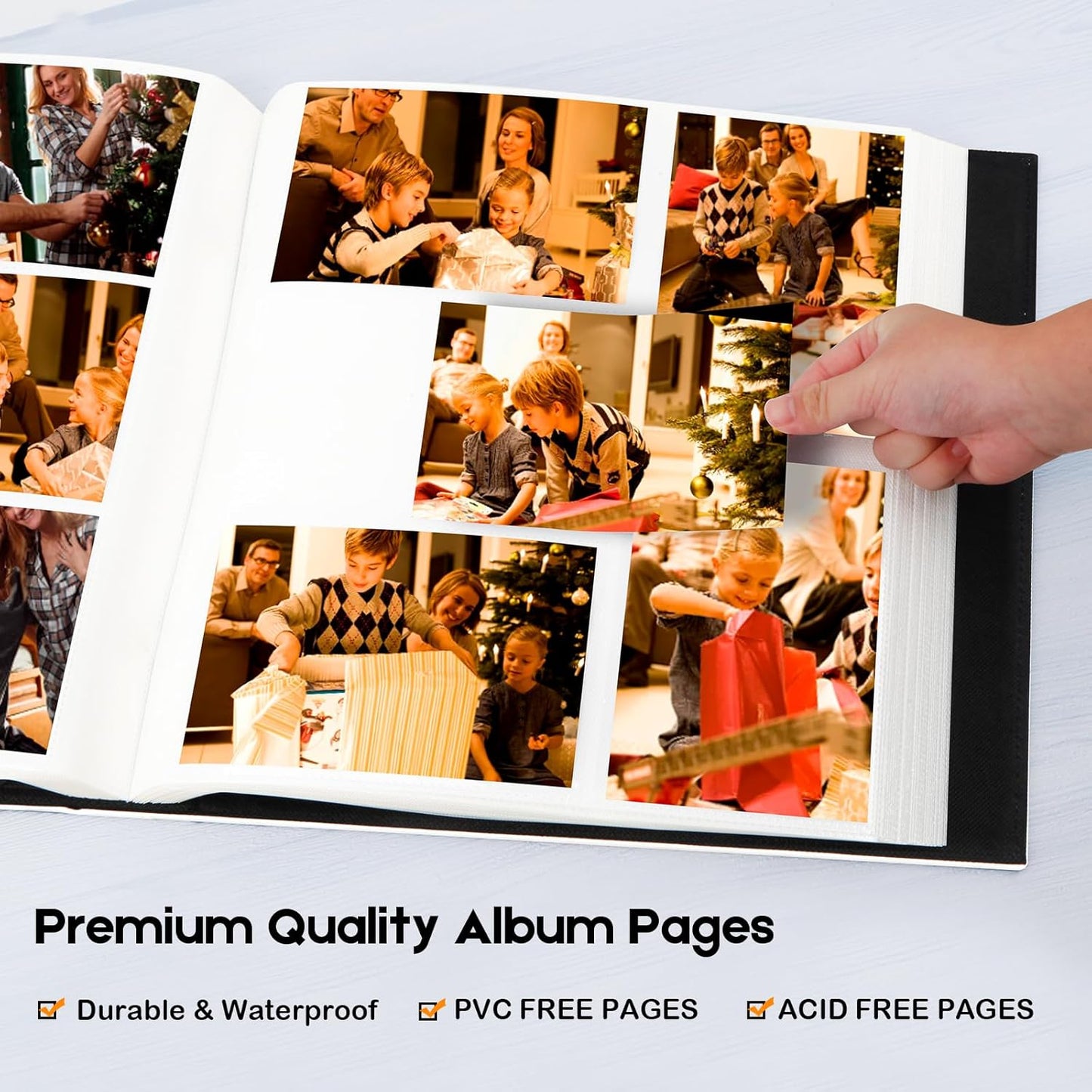 Aevdor 1000 Pockets Photo Album 4x6, Extra Large Capacity Leather Cover Wedding Family Picture Book Holds 1000 Horizontal and Vertical Picture, Acid-free Pages 4x6 Photo Album with Front Window, White