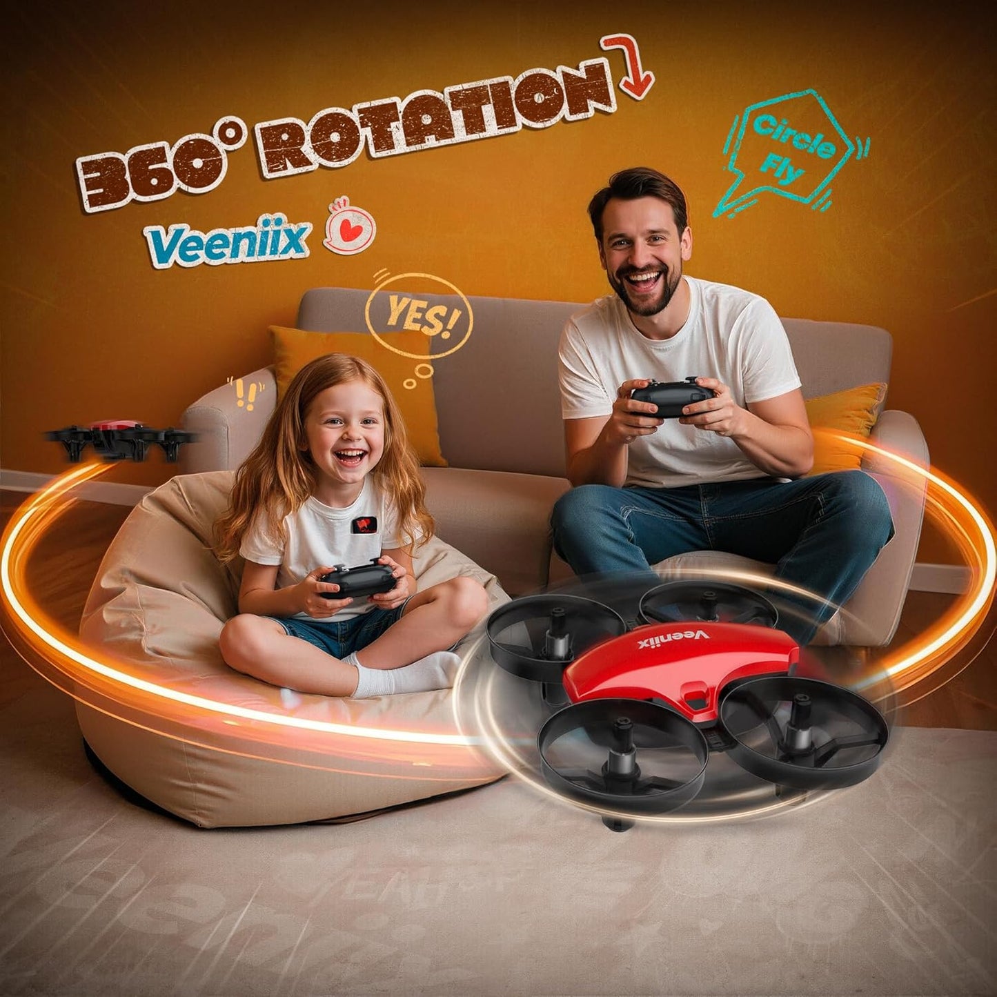 V995 Red Mini Drone for Kids and Beginners,Indoor RC Quadcopter Plane with 3D Flips, 360° Rotation, Circle Fly, Auto Hover, Headless Mode, 21Mins 3 Batteries, Gift for Boys and Girls