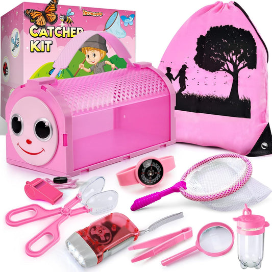 Bug Catcher Kit & Outdoor Explorer Kit for Kids, 10 Pcs Bug Catching Kit with Toy Cage, Backpack, Flashlight, Manifying Glass, Toy Net, Outdoor Exploration Toys Gift for Boys Girls 3-12